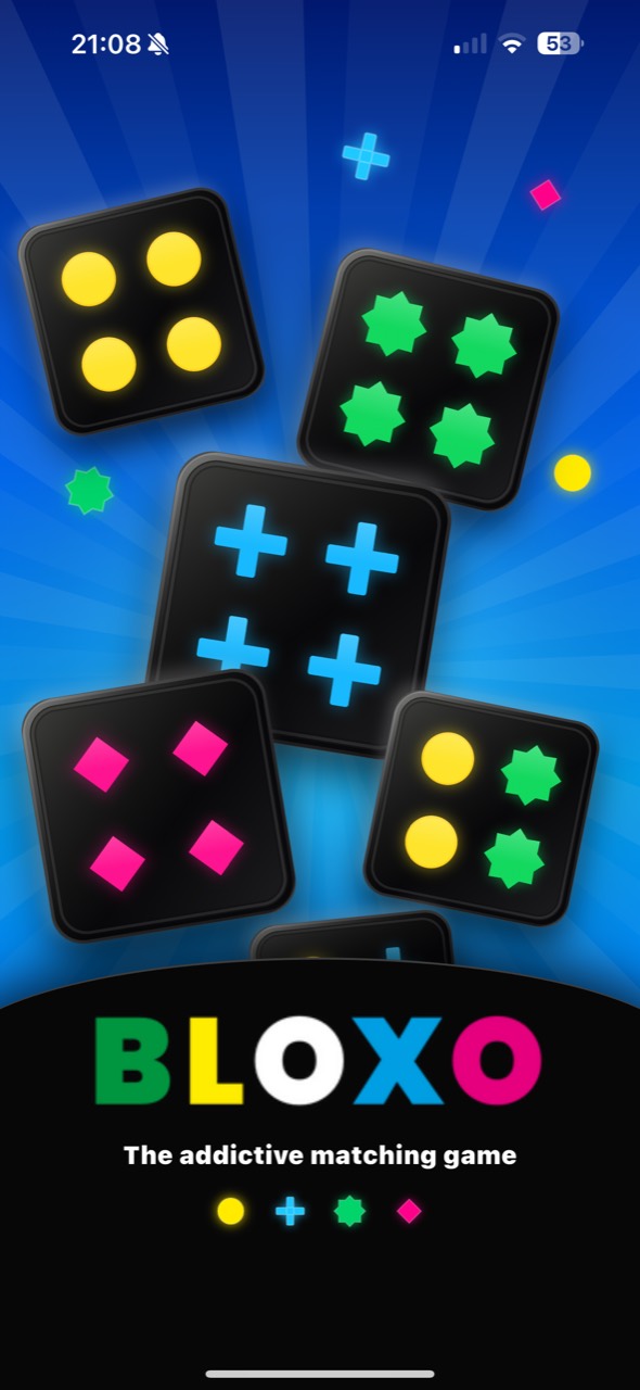Bloxo mobile matching game running on an iPhone
