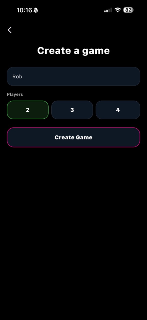 Bloxo create game screen with two, three and four player choices