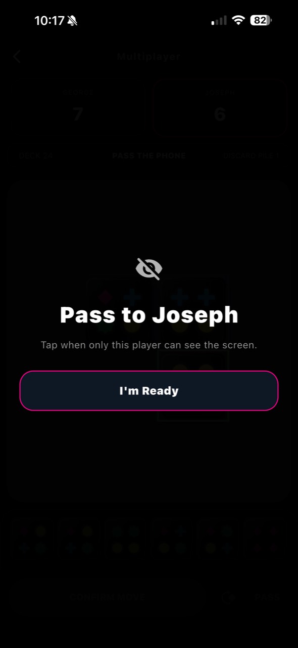 Bloxo pass the phone privacy screen between local multiplayer turns